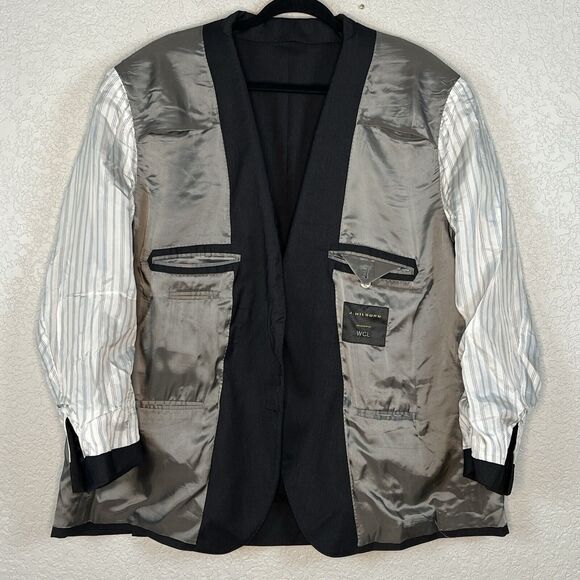 J Hilburn Blazer Jacket Mens US 50R Charcoal Gray Wool Classic Fit Surgeons Cuff - Picture 6 of 9